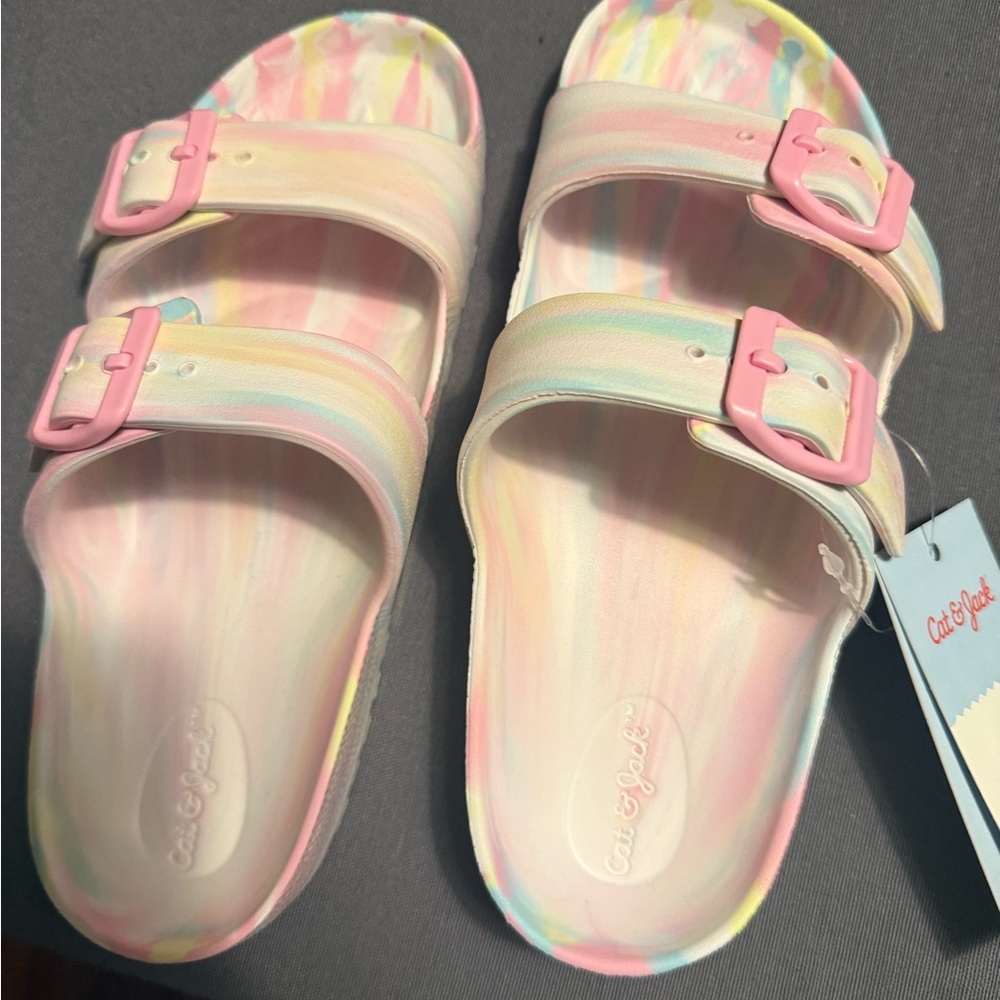 Cat & Jack Pink and Blue Sandals with Adjustable Straps